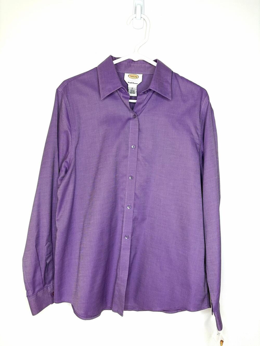 Talbots Wrinkle Resistant Button Up Shirt Sz 12 Purple Career Sophisticated Chic